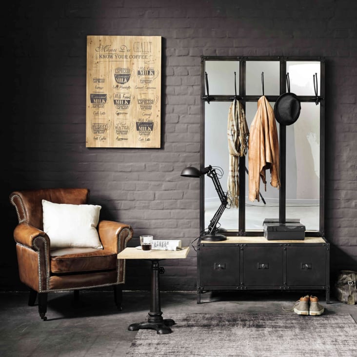 Garderobenmöbel aus Metall mit Spiegel schwarz-Scott ambiance-8