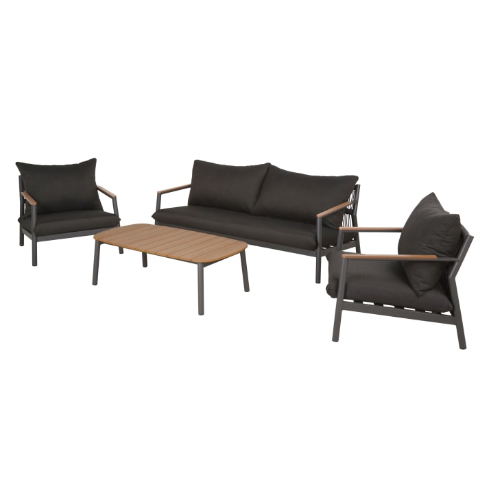 GartenLounge für 4 Personen mit Gartensofa, 2 Sesseln und Tisch