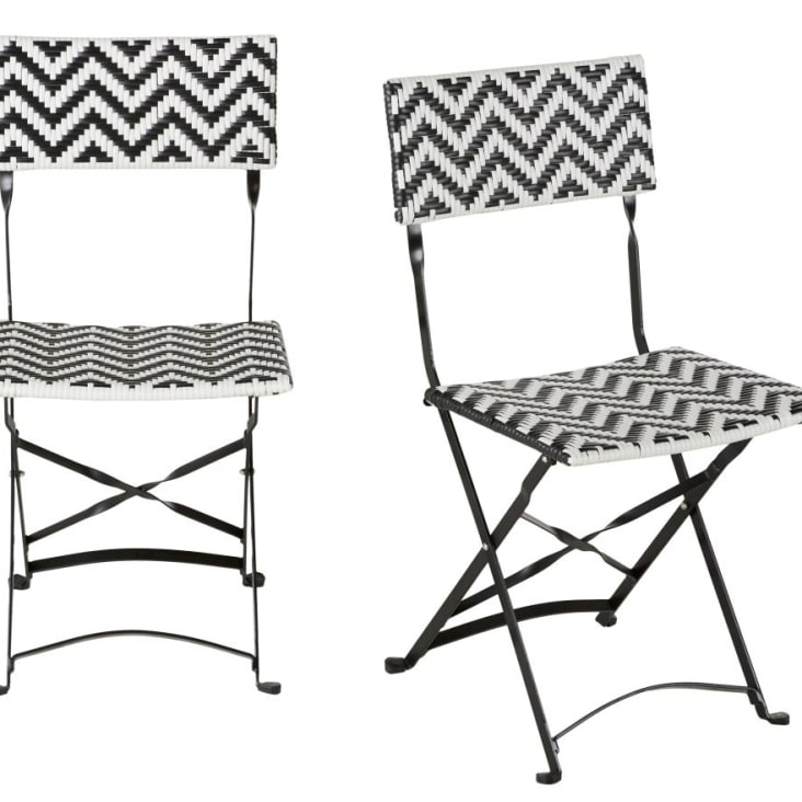 Gartenstühle für die gewerbliche Nutzung aus Kunstharzgeflecht, schwarz und weiß (x2)-Lotta Business