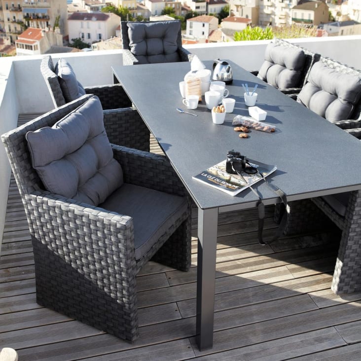 Verfügbarkeit Gartentisch aus Hartglas | 220 cm, Square du Maisons Monde Garden Square B Aluminium, Garden anthrazit und