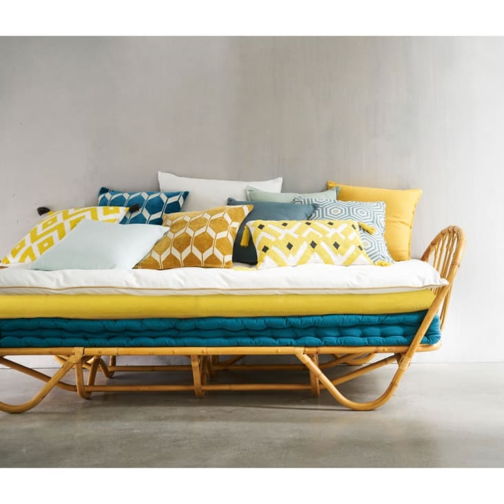 Gele katoenen gaddiposh matras 90 x 190 cm-Sixties ambiance-9