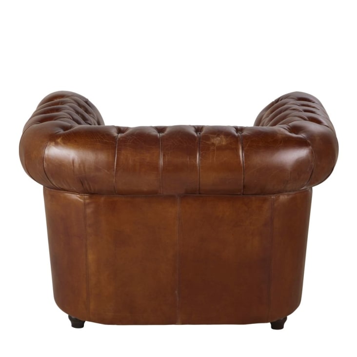 Gepolsterter Sessel aus braunem Leder Chesterfield | Maisons du Monde