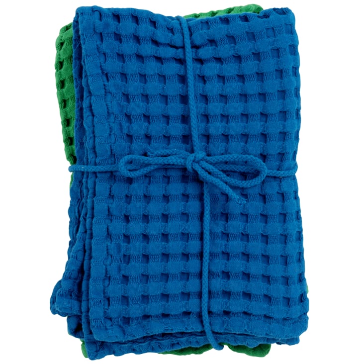 2 Geschirrtücher Mit Gänse-Motiv - Baumwolle 70x50cm Blaugrün