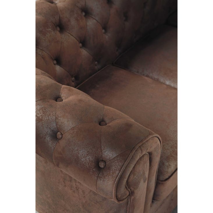 Gestepptes 3-Sitzer-Sofa aus Wildlederimitat, braun-Chesterfield ambiance-6