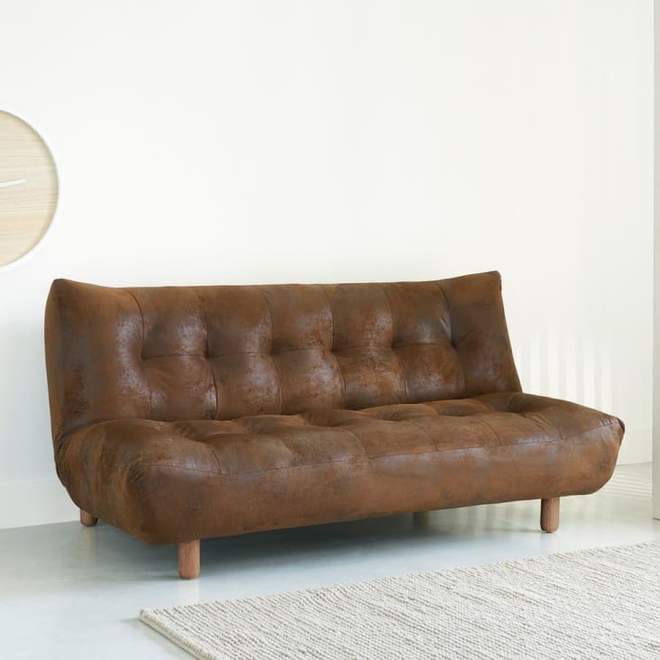 Gestepptes 3-Sitzer-Sofa Clic-Clac mit braunem Microsuede-Bezug-Cloud ambiance-6