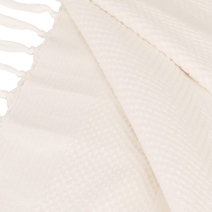 Gewebte Jacquard-Decke aus Baumwolle mit Relief, weiß, 170x130cm-KARLI cropped-2