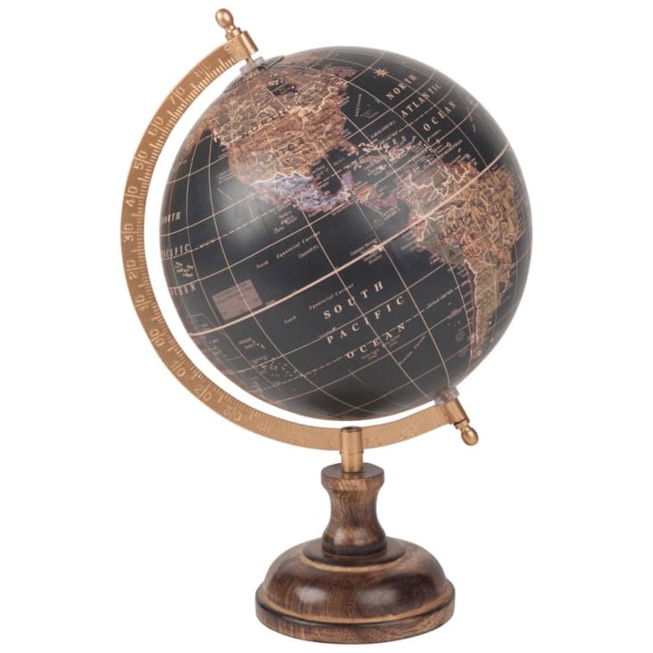 Globe terrestre carte du monde en manguier noir-LOISANCE