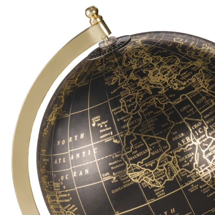 Globe terrestre carte du monde noir et doré-5TH AVENUE detail-2