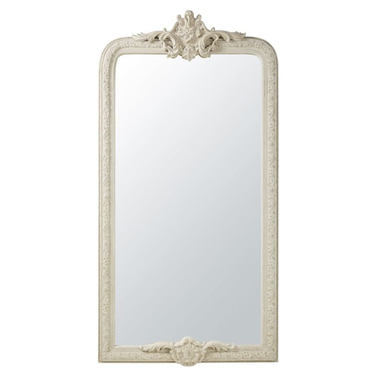 Grand miroir à moulures en bois de paulownia gris 90x176-ISIDORE