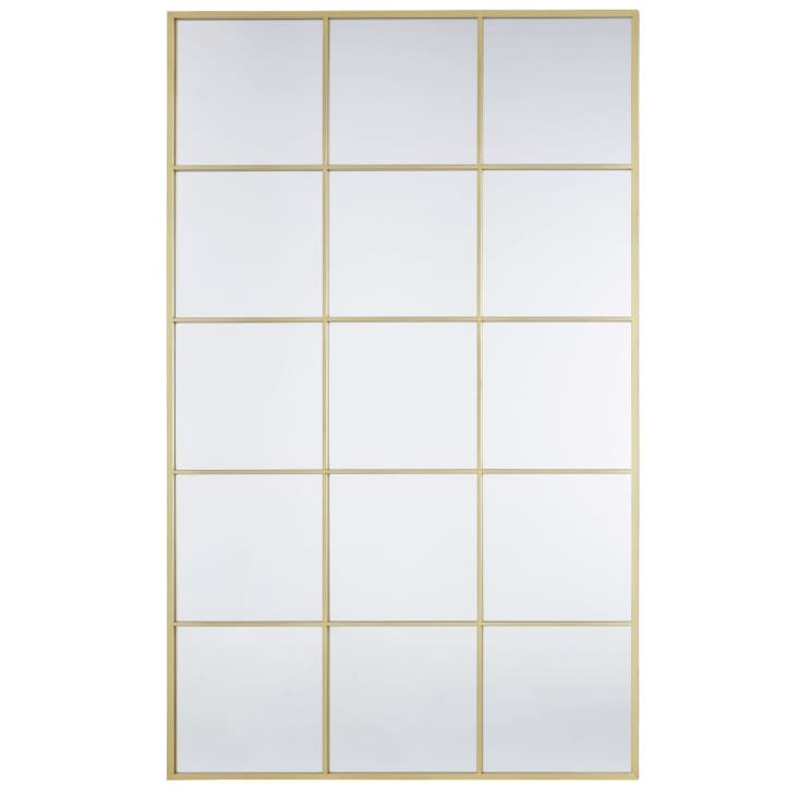 Grand miroir fenêtre rectangulaire en métal doré 109x181-CARTER
