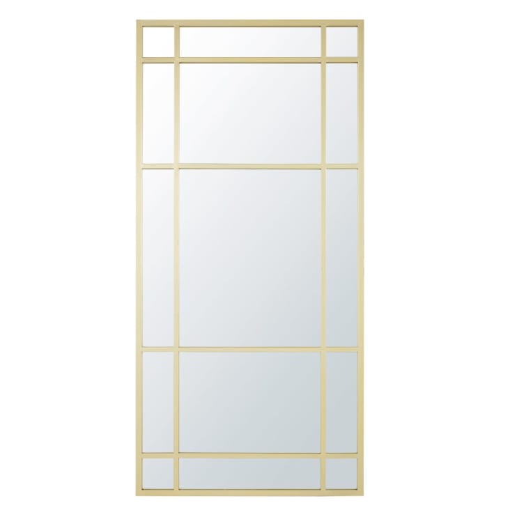 Grand miroir fenêtre rectangulaire en métal doré 90x190-NOAH