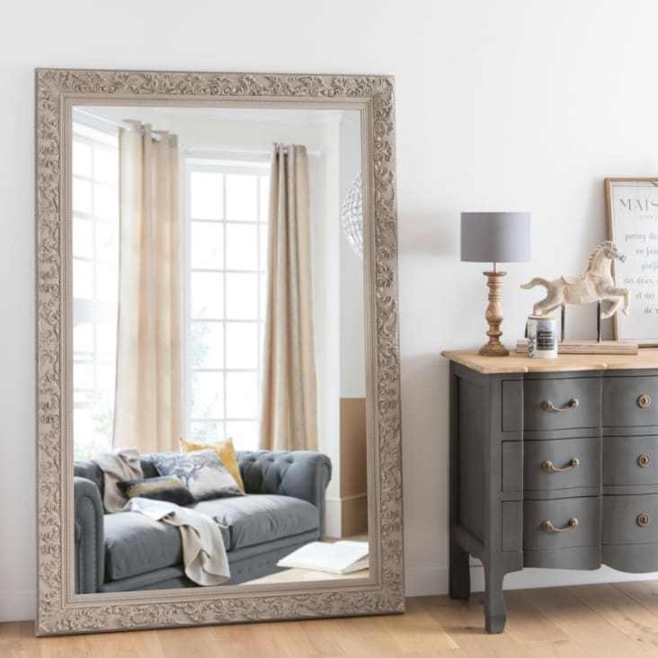 Grand miroir rectangulaire à moulures beiges 120x180-ALIENOR ambiance-1