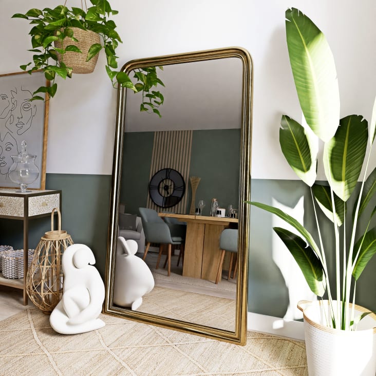 Grand miroir rectangulaire à moulures dorées 100x180-PAUL ambiance-4
