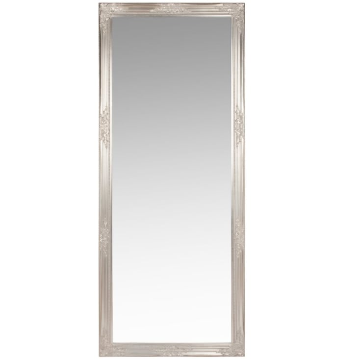Grand miroir rectangulaire à moulures en bois de paulownia argenté 80x190-ENZO