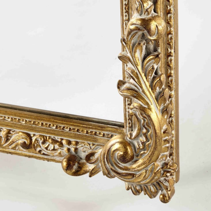 Grand miroir rectangulaire à moulures en résine dorée 64x168-VOLTAIRE detail-3