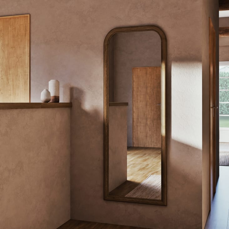 Grand miroir rectangulaire en bois de manguier 60x162