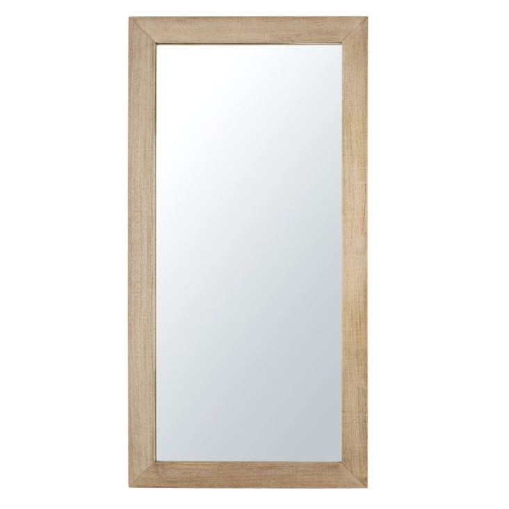 Grand miroir rectangulaire en bois de manguier marron clair 90x180-CEVENNES