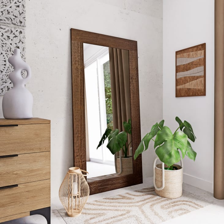 Grand miroir rectangulaire en bois de pin 82x165 ambiance-4