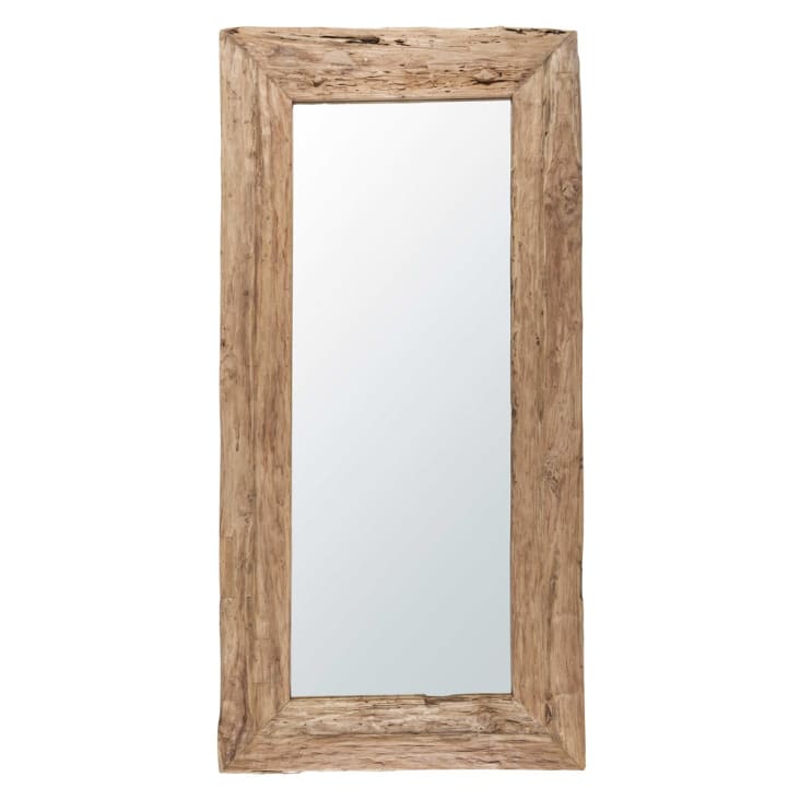 Grand miroir rectangulaire en bois de teck recyclé 100x200-Woody