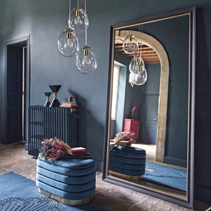 Grand miroir rectangulaire en bois de manguier marron clair 90x180 CEVENNES