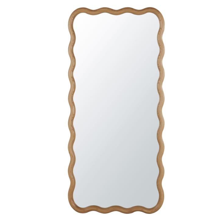 Grand miroir rectangulaire ondulé en bois de chêne 75x160 ISABELLE | Maisons du Monde