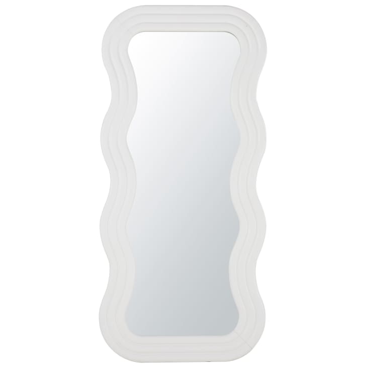 Grand miroir rectangulaire ondulé et strié blanc 80x173
