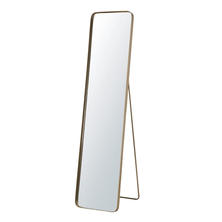 Grand miroir rectangulaire sur pied en métal doré 40x167-WESTON
