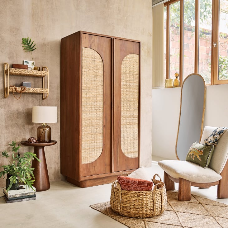 Grande specchio ovale in legno di mango 60x170 cm