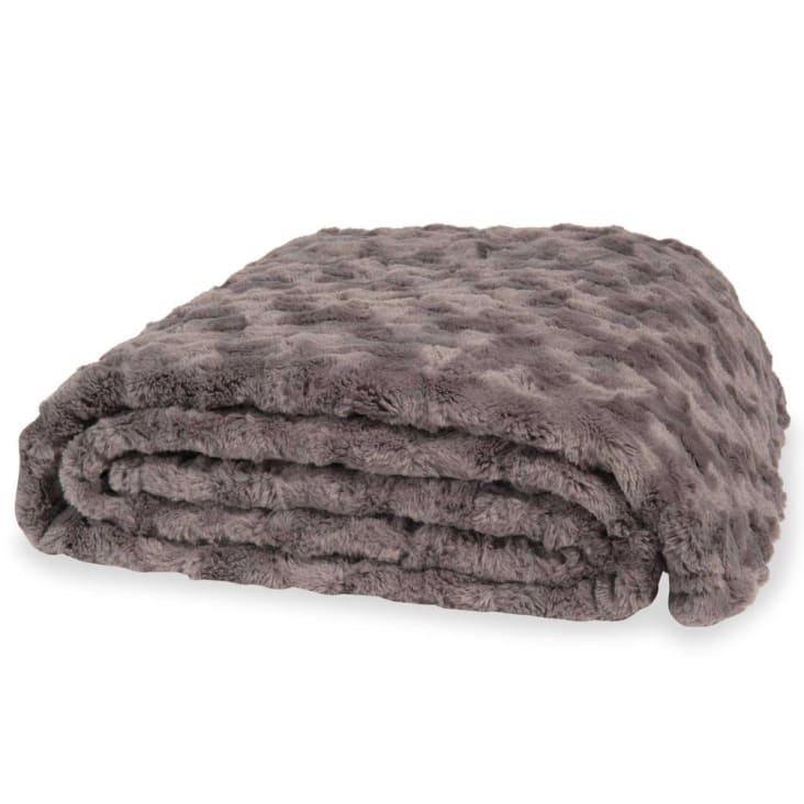 Grey Faux Fur Blanket 150x200 Camann Maisons du Monde