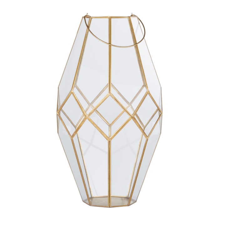 Decoratieve lantaarn ORIENT 25cm goud metaal met patina handgemaakte lantaarn - 43826