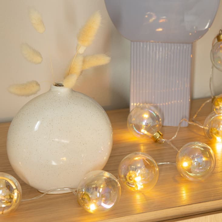 Guirlande lumineuse boule coton 20 LED Sirius en beige