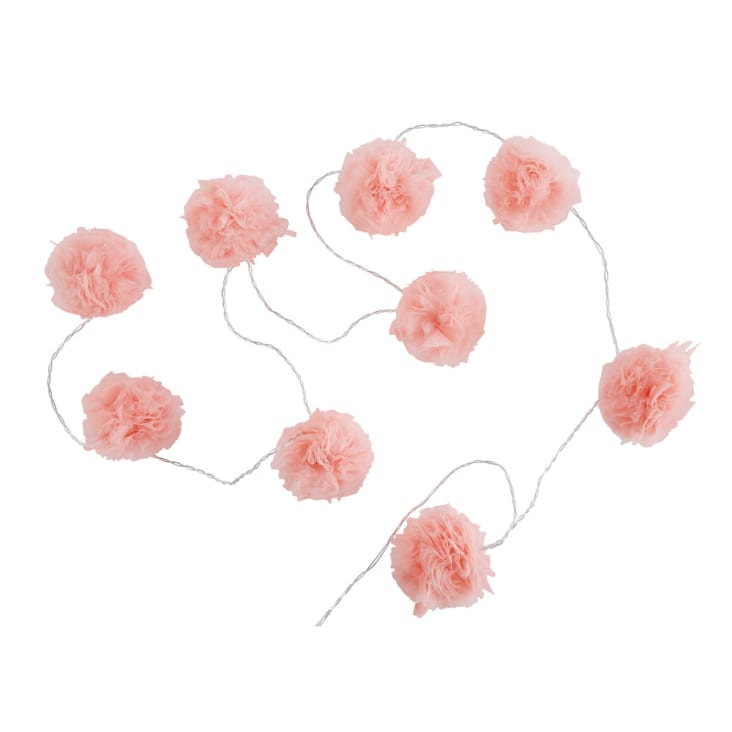 Guirnalda luminosa de 9 LEDS con pompones rosas L.214-Capucine