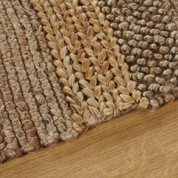 Handgewebter Teppich aus Jute und Baumwolle, beige und braun, 140x200cm-ESPINAUX cropped-2