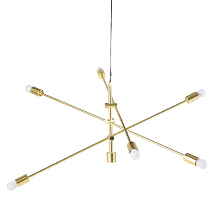 Hanglamp met 3 richtbare armen van goudkleurig metaal-Tesse