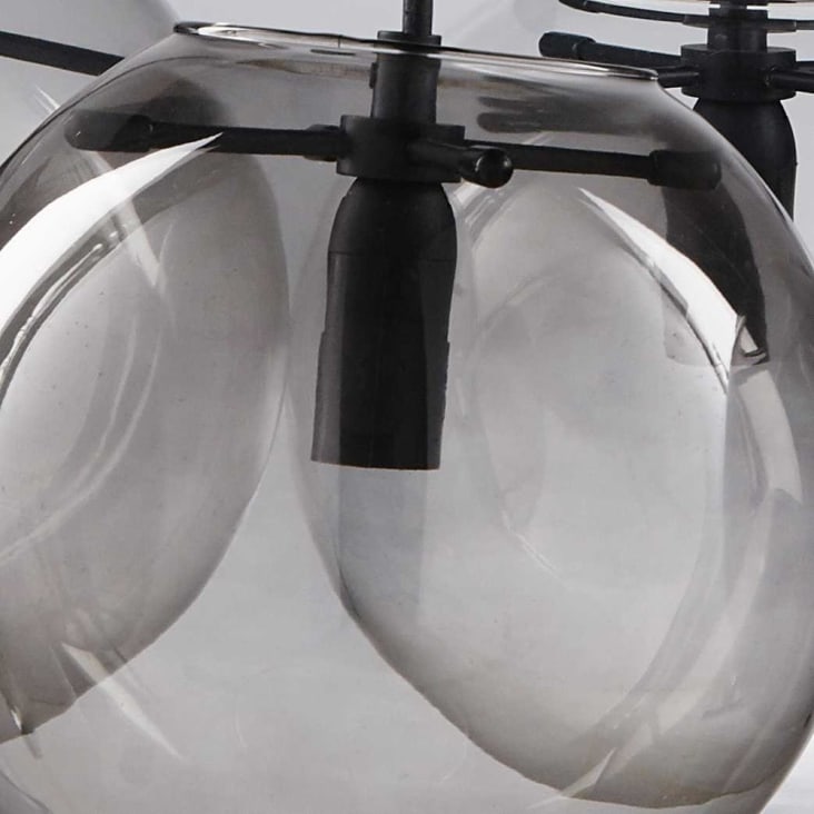 Hanglamp met 5 bollen van glas en gerookt glas-Orbe detail-2