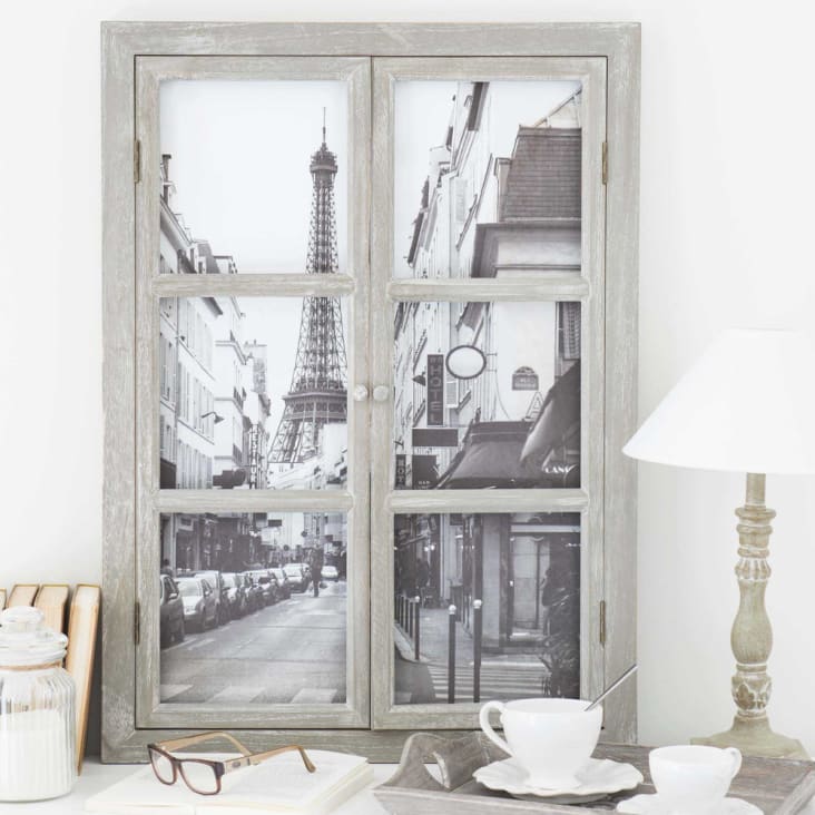 Holzbild Fenster, 57x79-Paris ambiance-3