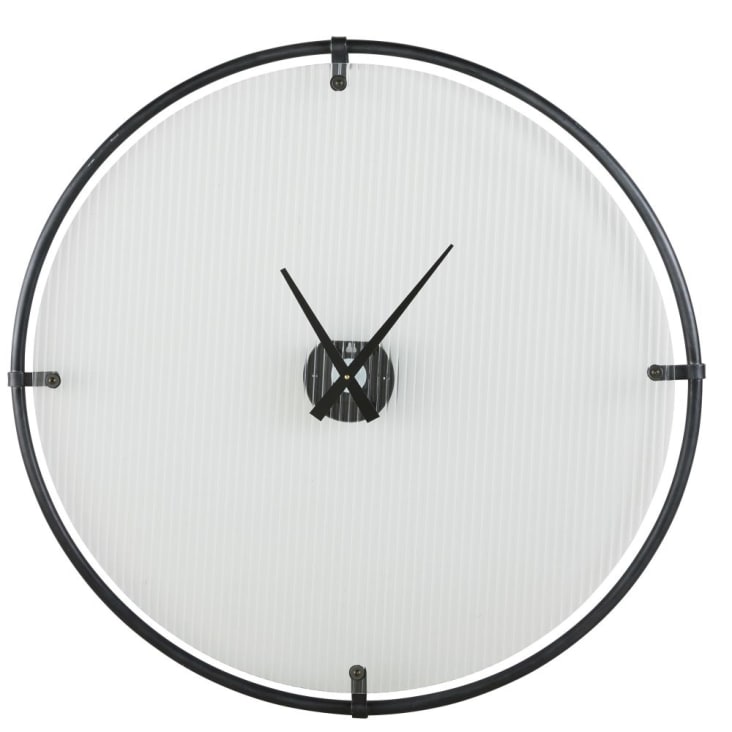 Horloge en verre et métal noir D91-CALTON