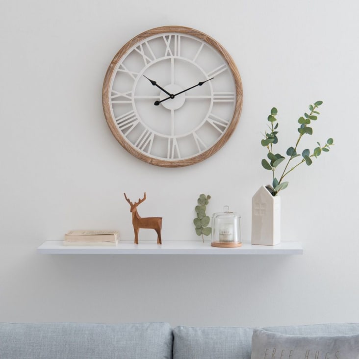 Horloge murale blanche et coloris naturel H50-MONTROY ambiance-2