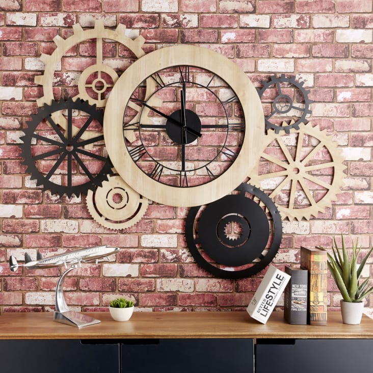 Horloge murale industrielle bicolore 145x109-Hipster ambiance-5