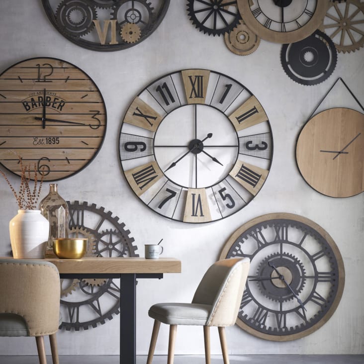 Horloge murale industrielle bicolore 145x109-Hipster ambiance-3