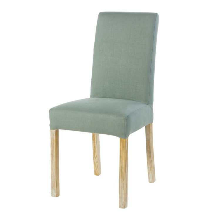 Housse de chaise en lin lavé vert jade, compatible chaise MARGAUX-MARGAUX