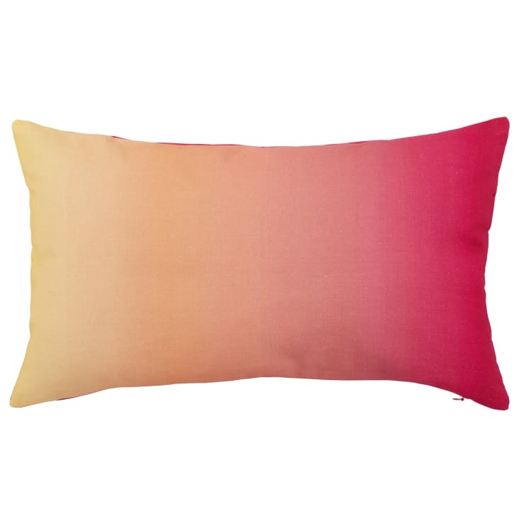 Housse de coussin en coton imprimé dégradé rose framboise écrasée et jaune 50x30 CALVELA | Maisons du Monde