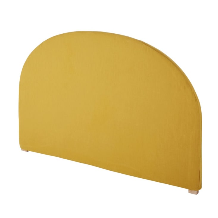 Housse de tête de lit 140 en gaze de coton bio jaune moutarde cropped-2