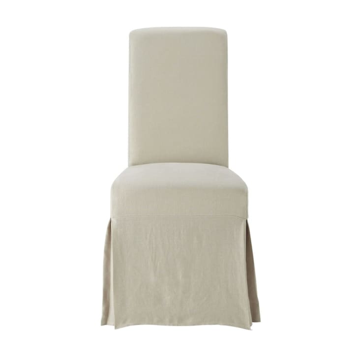 Housse longue de chaise en lin lavé, compatible chaise MARGAUX-Margaux cropped-2