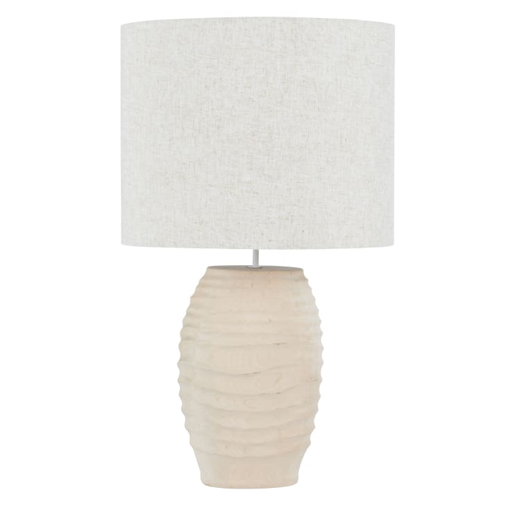 Houten tafellamp met golfpatroon en crèmekleurige lampenkap-Sorelle