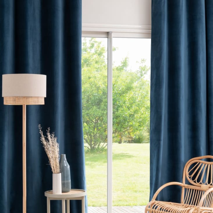 Indigoblauer Baumwollsamt vorhang mit Ösen, 1 Vorhang, 140x300cm | Maisons  du Monde