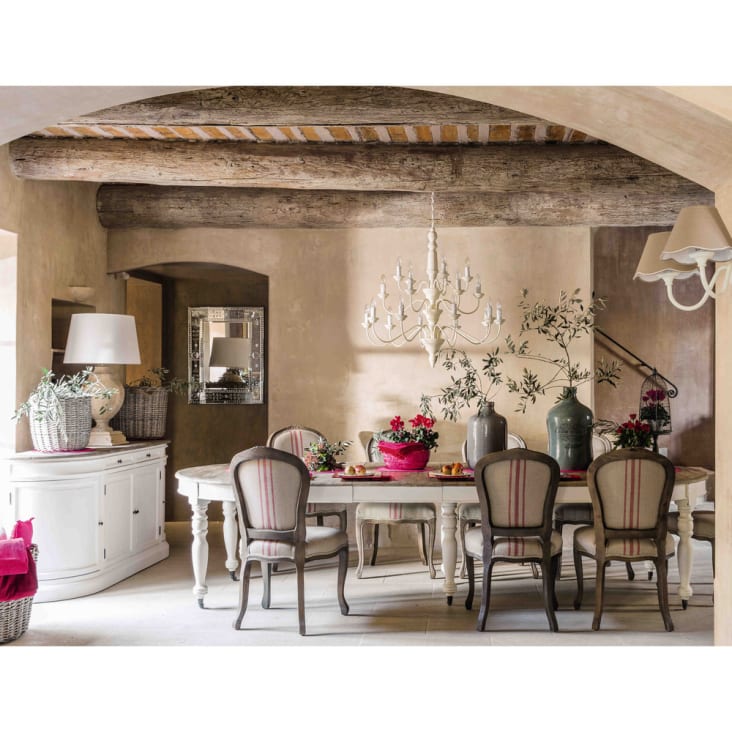 Ivoorkleurig dressoir van berkenhout met 4 deuren 2 lades-Provence ambiance-11