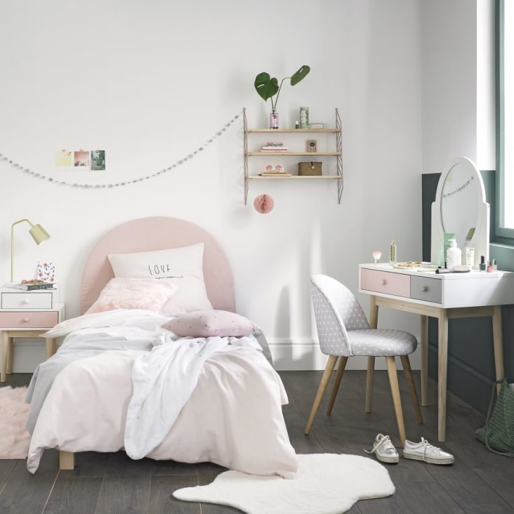 Juego de cama de algodón gris y rosa 140x200 Joy | Maisons Monde