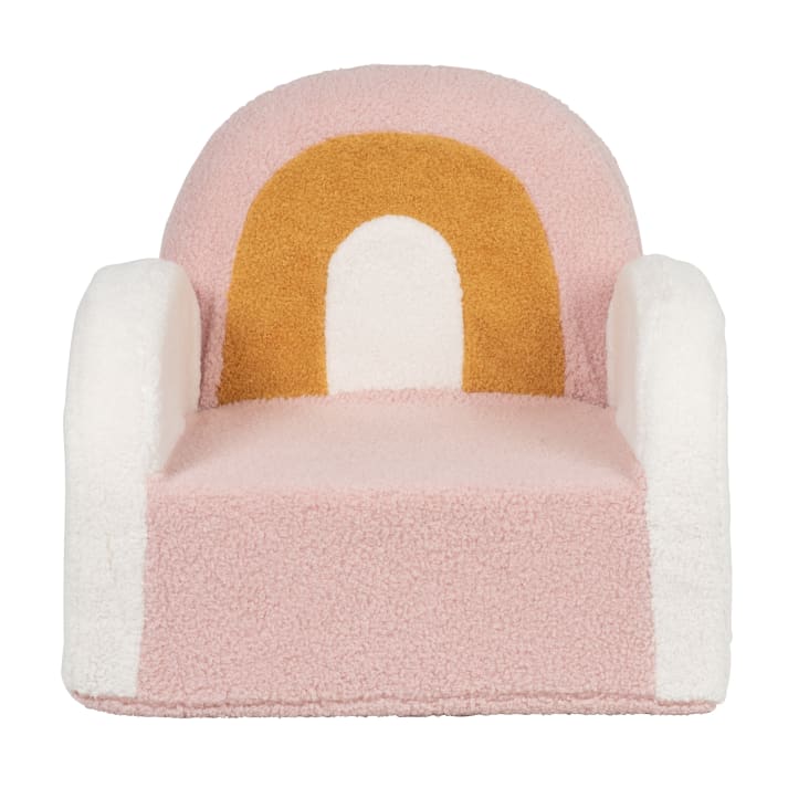 Beliani Kindersessel Bouclé Hellblau - Regenbogen Design Ombo