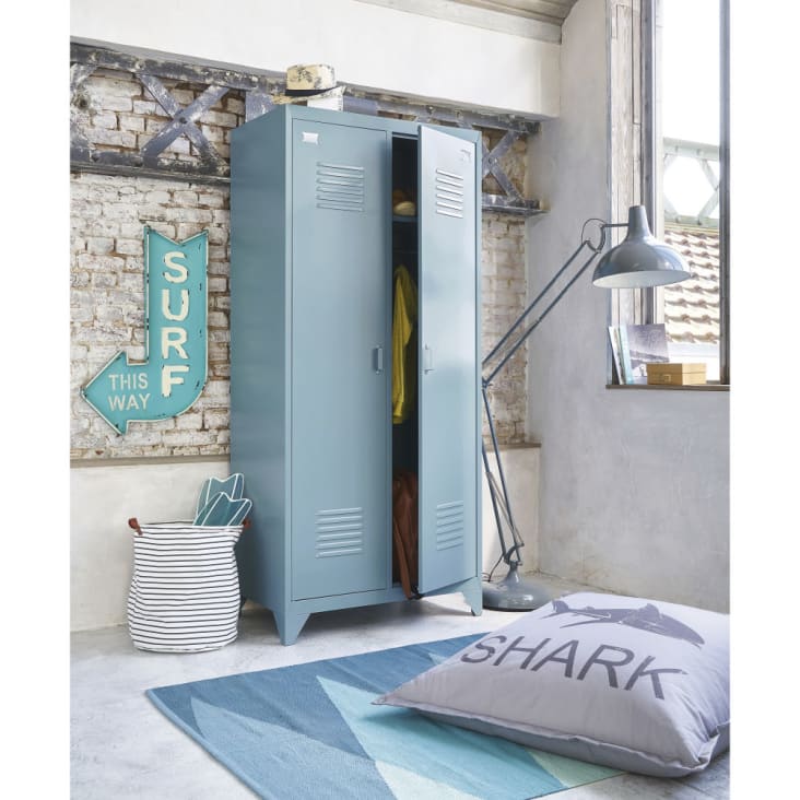 Kleiderschrank mit 2 Türen aus Metall, blaugrau-Loft ambiance-7